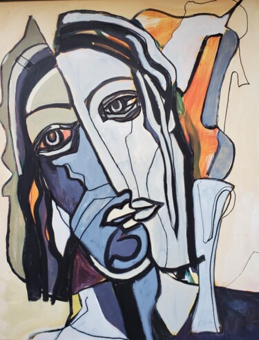 Peinture intitulée "Portrait double" par Jacques Alary, Œuvre d'art originale, Acrylique Monté sur Châssis en bois