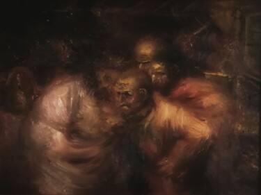Pittura intitolato "l'Annonciation des…" da Amazeigh Bouzékri, Opera d'arte originale, Olio Montato su Telaio per barella in…