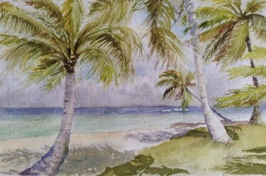 绘画 标题为“Overcast Beach” 由Horacio Cobas, 原创艺术品, 水彩