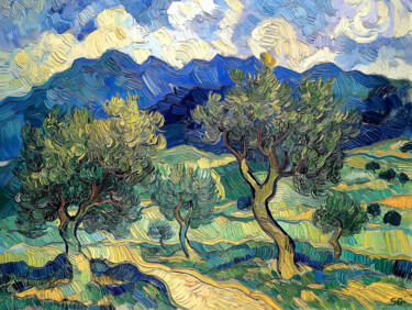 제목이 "Dancing Olive Grove"인 디지털 아트 Sergei Gundorov로, 원작, 디지털 페인팅