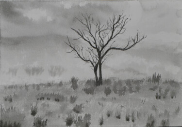 绘画 标题为“arbre dans la brume” 由Jean-Marc Quilichini, 原创艺术品, 墨