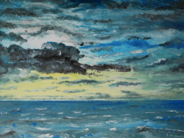 Peinture intitulée "mer sombre" par Jean-Marc Quilichini, Œuvre d'art originale, Huile