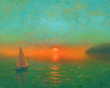 Sunset 44 Картина под названием "Sunset 44" - Dmitry Oleyn, Подлинное произведение искусства, Масло Установлен на Деревянная рама для…