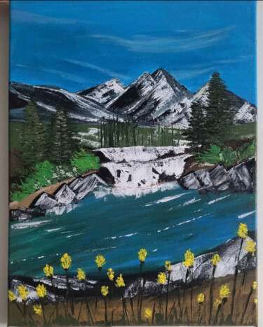 Painting titled "Mountains" by Valentina Korobeinikova, Original Artwork, Acrylic