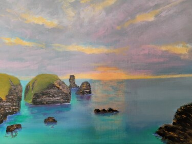 Painting titled "Belle ile en mer" by Jean-Claude Plet, Original Artwork, Acrylic Mounted on Wood Stretcher frame