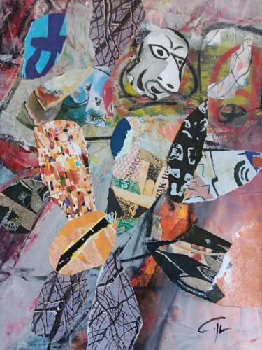 Collages titled "Avancée" by Ludovic Grosset, Original Artwork, Collages