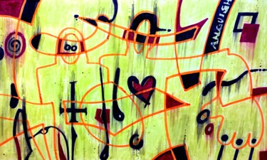 Drawing titled "Anguish" by Milto Sideris, Original Artwork, Marker