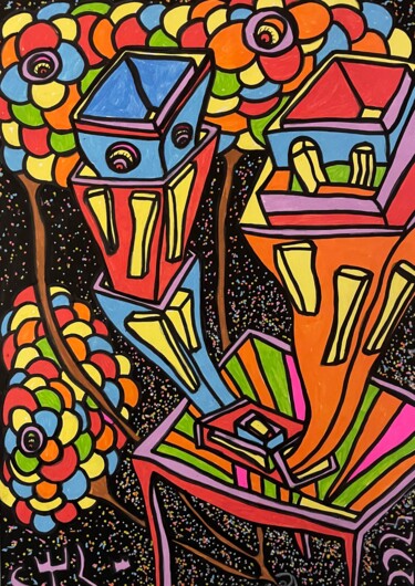 Zeichnungen mit dem Titel "Stardust" von Christophe Verger-Lecocq, Original-Kunstwerk, Marker