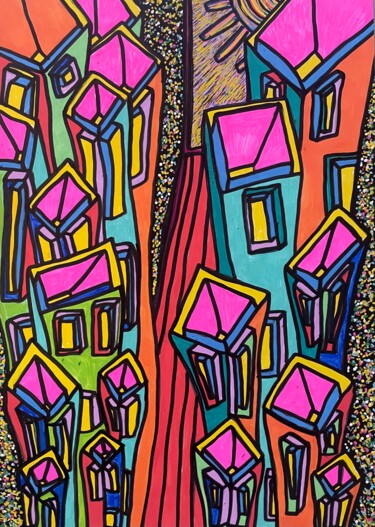 Drawing titled "The path in the mid…" by Christophe Verger-Lecocq, Original Artwork, Marker