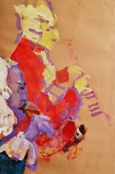 Картина под названием "Сальери и Моцарт1" - Tatyana Zakharova, Подлинное произведение искусства, Гуашь