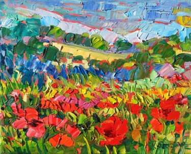 Summer poppies Peinture intitulée "Summer poppies" par Vanya Georgieva, Œuvre d'art originale, Huile Monté sur Châssis en bois