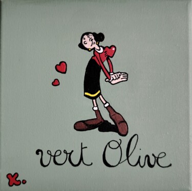 Vert Olive 🫒🛢️ 제목이 "Vert Olive 🫒🛢️"인 미술작품 Koa로, 원작, 아크릴 나무 들것 프레임에 장착됨