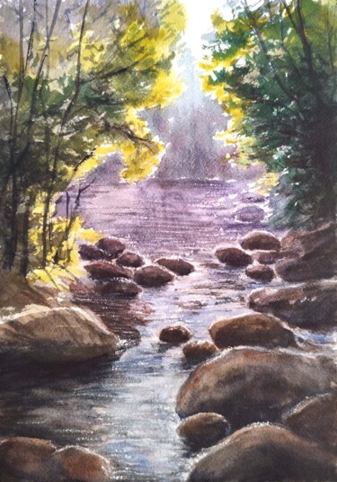 Under the Rustle of Branches Painting titled "Under the Rustle of…" by Hanna Samoilenko, Original Artwork, Watercolor