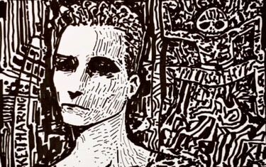 "Sad Keith Haring fan" başlıklı Resim Milto Sideris tarafından, Orijinal sanat, Işaretleyici