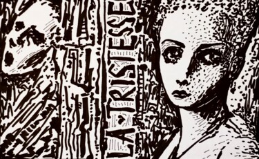 Disegno intitolato "La Tristesse" da Milto Sideris, Opera d'arte originale, Pennarello