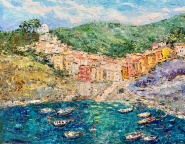 "Large Riomaggiore C…" başlıklı Tablo Vilma Gataveckiene tarafından, Orijinal sanat, Petrol