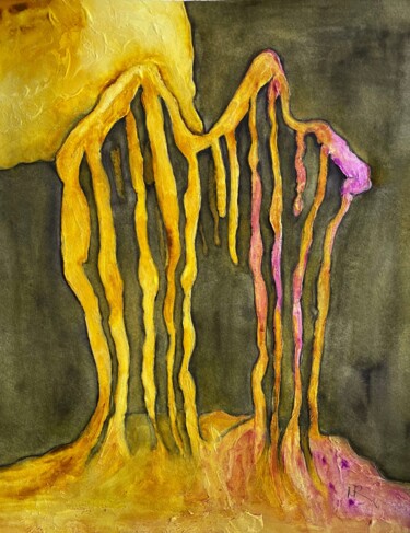 Painting titled "Stalactites" by Nancy Riedell, Original Artwork, Watercolor