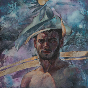 Dessin intitulée "Caspian fisherman" par Sergey Sovkov, Œuvre d'art originale, Acrylique