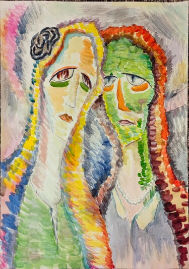 Painting titled "Sisters" by Valerij Ang, Original Artwork, Acrylic