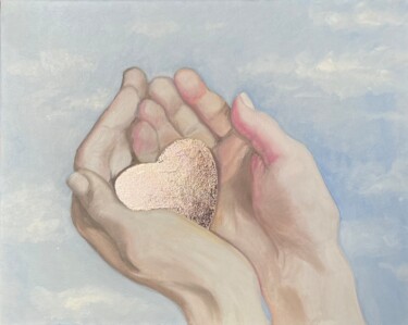 Картина под названием "Heart of gold / Coe…" - Julia Bocharova, Подлинное произведение искусства, Масло Установлен на Деревя…