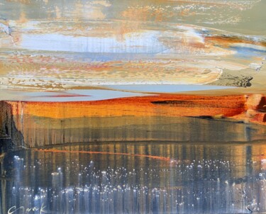 Painting titled "Subjective landscap…" by Katsiaryna Sumarava, Original Artwork, Oil Mounted on Wood Stretcher frame