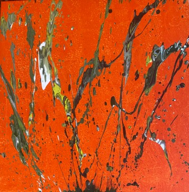 Painting titled "Éruption." by Sylvaine Lebreton, Original Artwork, Acrylic