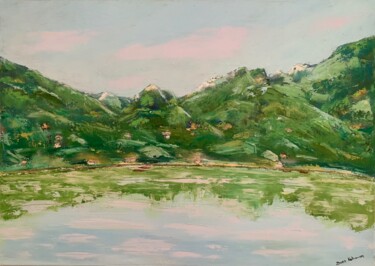 Peinture intitulée "Whispers of the Fjo…" par Dora Kalinova, Œuvre d'art originale, Huile Monté sur Châssis en bois