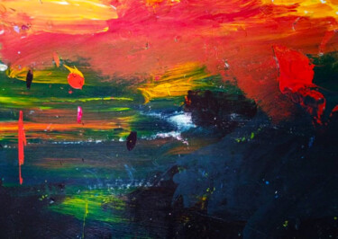 Peinture intitulée "Paysage vert ciel r…" par Aymeric Du Heysel, Œuvre d'art originale, Acrylique Monté sur Châssis en bois