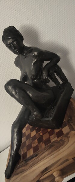 Sculpture intitulée "Femme pensive" par Ma Chaloupe, Œuvre d'art originale, Argile