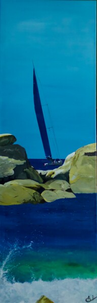 Entre les rochers Peinture intitulée "Entre les rochers" par Agnes Camus Duquesne (Hipporivages), Œuvre d'art originale, Acrylique