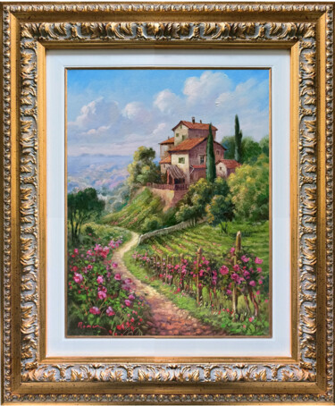 Peinture intitulée "Romantic path of fl…" par Domenico Ronca, Œuvre d'art originale, Huile Monté sur Châssis en bois