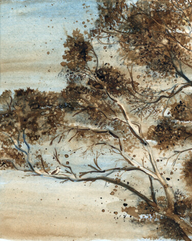Painting titled "Un matin d'hiver" by Yves-Léonardo Marchon, Original Artwork, Watercolor