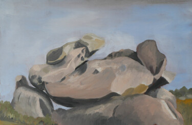 Painting titled "rock oil painting s…" by Jean-Marc Quilichini, Original Artwork, Oil