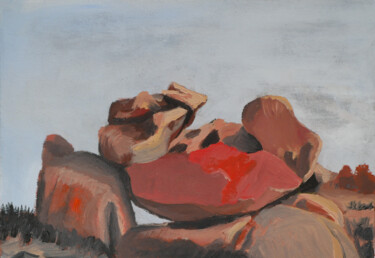 rock oil painting study 3 Painting titled "rock oil painting s…" by Jean-Marc Quilichini, Original Artwork, Oil