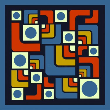 Abstract retro composition Painting titled "Abstract retro comp…" by Cesare Andreoli, Original Artwork, Acrylic