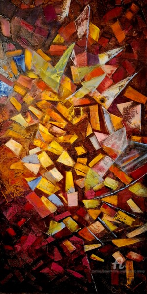 " Cristaux 1 " Malerei mit dem Titel "" Cristaux 1 "" von Hélène Rivière -Girardet (helenGi), Original-Kunstwerk, Öl Auf Keilrahmen aus Hol…