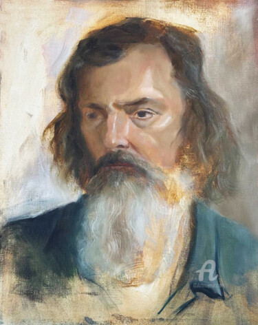 Male Portrait with Beard: Classical Style/ Thinker Painting titled "Male Portrait with…" by Nastya Prairie, Original Artwork, Oil