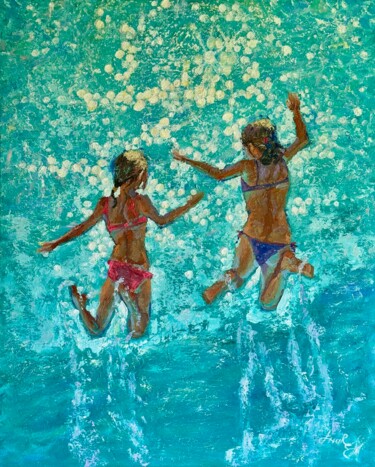 Ζωγραφική με τίτλο "ÉTÉ UNIQUE PEINTURE…" από Loudmila Harscouet, Αυθεντικά έργα τέχνης, Λάδι Τοποθετήθηκε στο Ξύλινο φορείο…