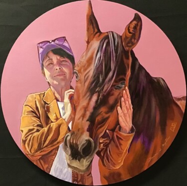 "Catherine et Mystère" başlıklı Tablo Clotilde Maillard tarafından, Orijinal sanat, Petrol Ahşap Sedye çerçevesi üzerine mon…