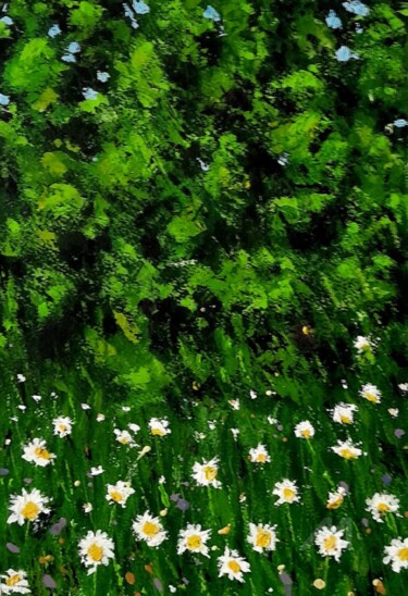 Pintura intitulada "marguerites 2" por Erik Rabot, Obras de arte originais, Óleo