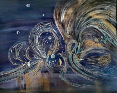 Painting titled "Lichtströme" by Carola Mantzsch (Carma), Original Artwork, Acrylic Mounted on Wood Stretcher frame