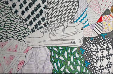 Dessin intitulée "Force of Art" par Jaspreet Kaur, Œuvre d'art originale, Stylo gel