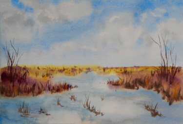 Painting titled "aquarelle d'un mara…" by Jean-Marc Quilichini, Original Artwork, Watercolor