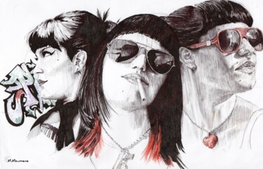 图画 标题为“TRIO” 由Artinko, 原创艺术品, 圆珠笔