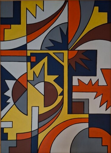 Schilderij getiteld "Geometric abstract…" door Cesare Andreoli, Origineel Kunstwerk, Acryl