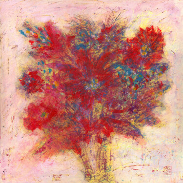 Blossoms of Passion: Radiant Floral Abstract 绘画 标题为“Blossoms of Passion…” 由So Zo, 原创艺术品, 丙烯 安装在木质担架架上