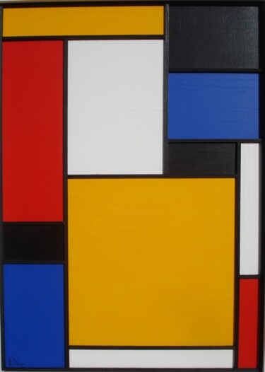 Painting titled "ABSTRACTION CONSTRU…" by Bertrand Delogne, Original Artwork, Acrylic Mounted on Wood Stretcher frame