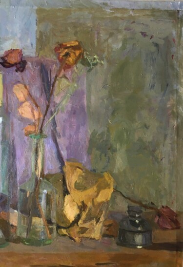 Peinture intitulée "Les deux roses" par Olga Richir, Œuvre d'art originale, Huile