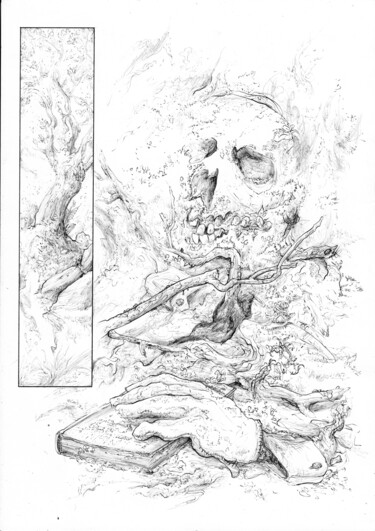 Drawing titled "A l'ombre d'un vieu…" by Léo Saint-Arroman, Original Artwork, Ballpoint pen
