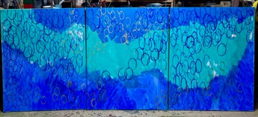 Картина под названием "trip acrylique bleu" - Georges Tag, Подлинное произведение искусства, Акрил Установлен на Деревянная…